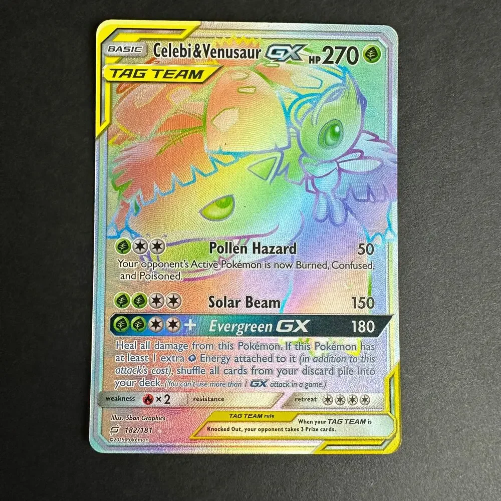 Pokemon TCG Celebi & Venusaur GX (Secret) SM Team Up 182/181 (SM9) NM/LP